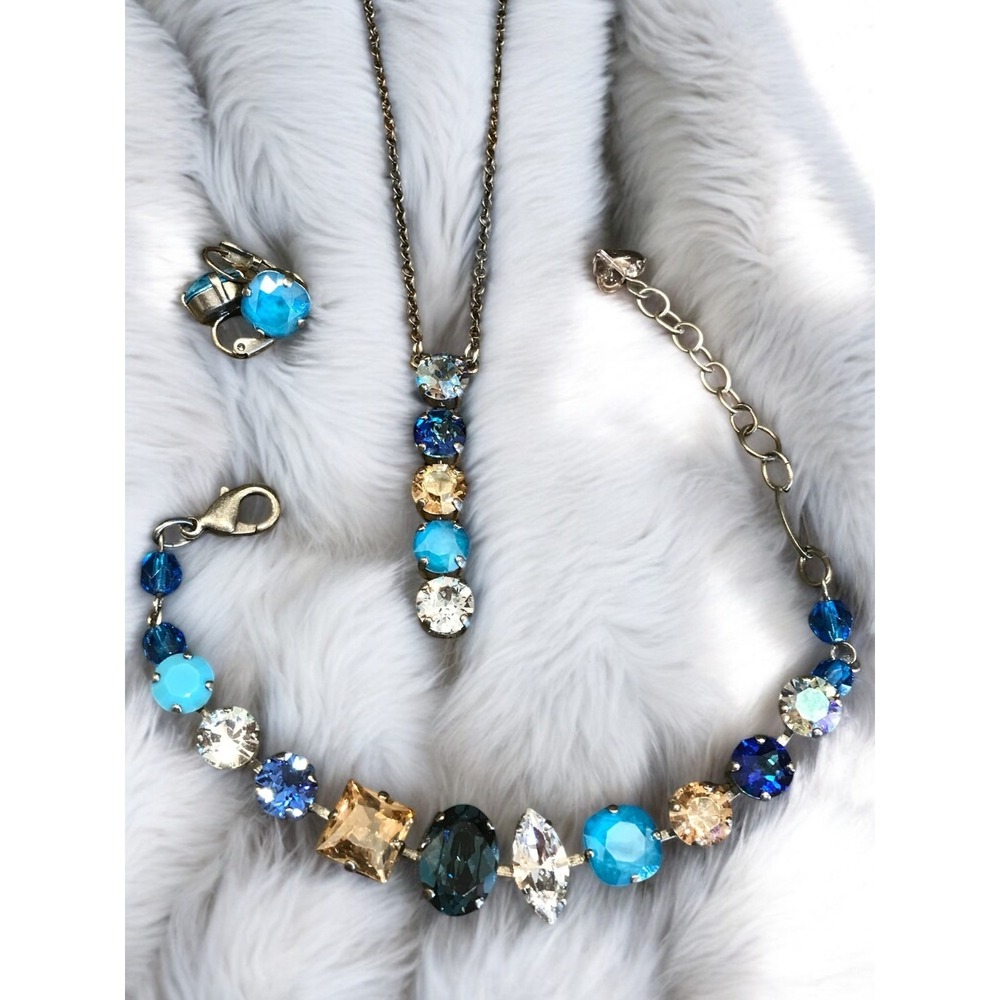 Sabika Story Collection Denim 5-Stone Necklace, Bracelet, and Earrings